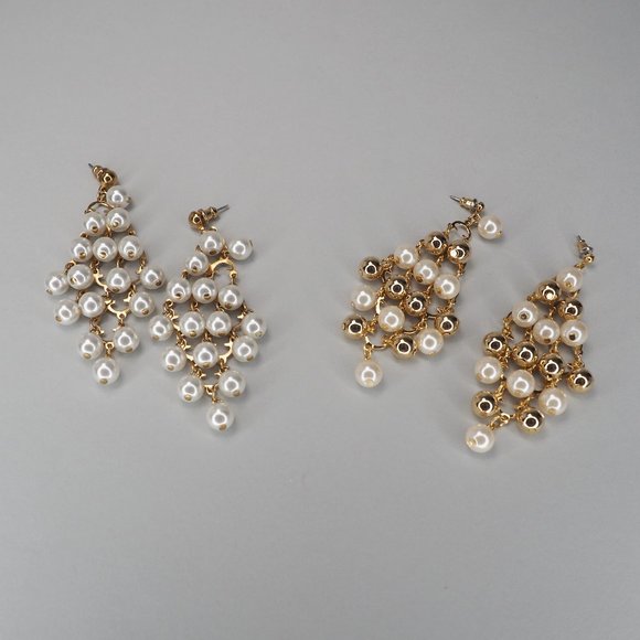 Jewelry - Vintage Gold & Pearl Chandelier Earrings
